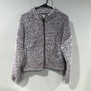 Express One Eleven Sherpa Fleece Pullover Small Faux Fur Womens Jacket Gray